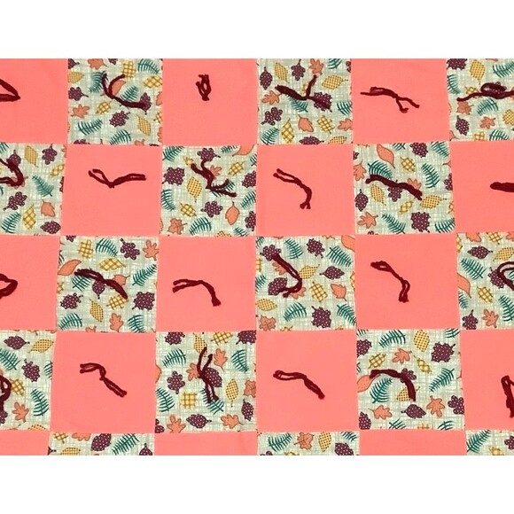 Handmade Fall Patchwork Quilt Hand Tied Fall Leaves Mini Lap Baby Accent Quilt - Picture 2 of 3